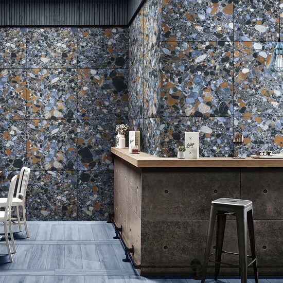 60×60 cm Terrazzo Blue / Lappato (~202 SEK/m²)